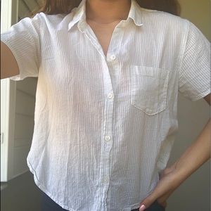 abercrombie white striped button up t shirt
